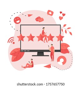 Fünf Sterne Online-Bewertung für Kunden. Konzept der Rückmeldung.	
