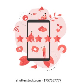 Five star customer online rating. Concept of feedback.	
