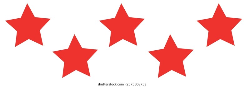 five star customer product review icon. red 5 star rating feedback for website, app, ui design.