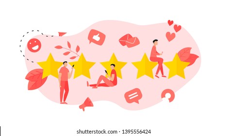 Five star customer rating. Concept of feedback.	