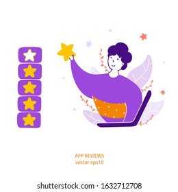 Five star customer review flat vector illustration