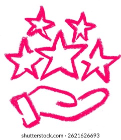 Five Star Customer Review Icon Crayon Chalk Drawing Vector