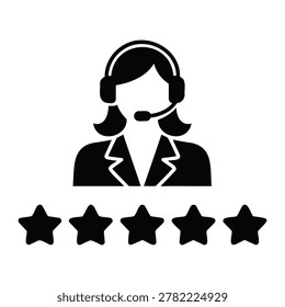 Five Star Customer Service and Excellent Support Operator Icon