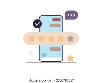 Five star feedback and clients choosing satisfaction rating, leaving positive review, customer service, experience concept flat vector illustration.