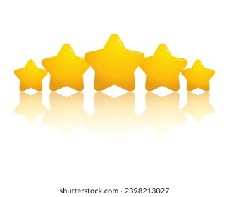 Five star feedback concept. 3D five star quality icon. Icon, vector