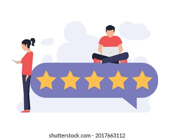 five star feedback, customer review concepts, reviews stars, vector illustration