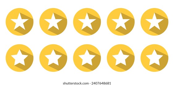Five star feedback icon vector with long shadow. Customer satisfaction review vector