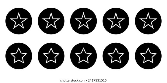 Vector de icono de retroalimentación de cinco estrellas en círculo negro