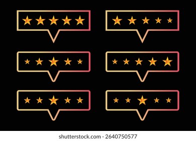 Five Star Feedback Icons on a Black Background.