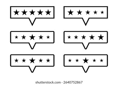Five Star Feedback Icons on a white Background.