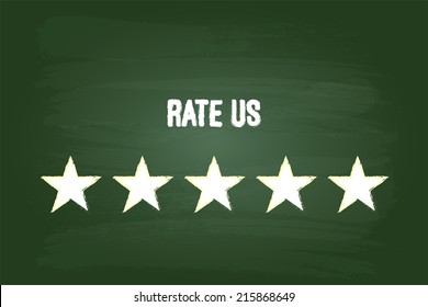 Five Star Feedback Rate Us On Green Blackboard