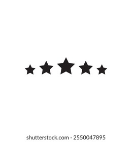 Icono plano de cinco estrellas, logro, excelente, ilustración de diseño de Vector de competición de premios, aislado sobre fondo blanco. 