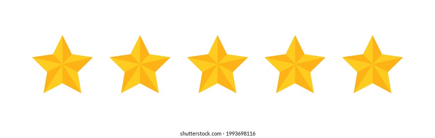 Five star. Gold icon set. Vector flat illustration