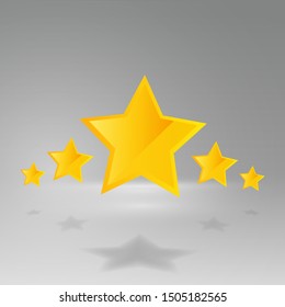 Five star golden rating, feedback creative vector illustration winning, for web and print decoration stars on silver background
