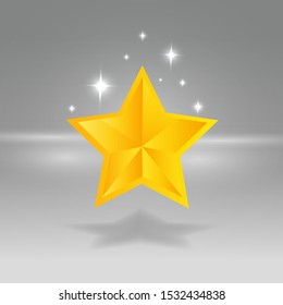Five star golden rating, feedback creative vector illustration winning, for web and print decoration stars on silver background