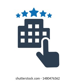 Five star hotel booking flat vector icon