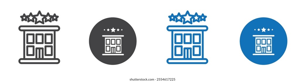 Five star hotel icon in different editable versions