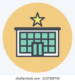 Five Star Hotel Icon in trendy color mate style isolated on soft blue background