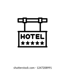 Five star hotel sign board vector icon