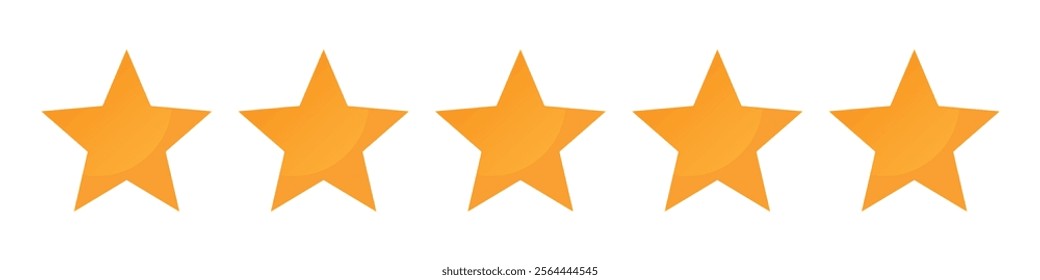 five star icon. 5 star product rating and customer review symbol for app, website, ui design element. transparent png and vector illustration.	