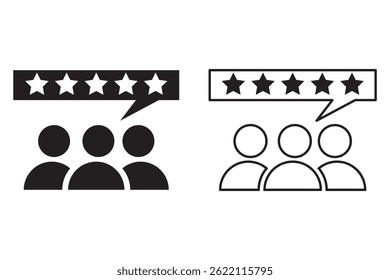Five Star icon. Customer feedback concept. 5 stars rating review. Quality shape design. Vector yellow Black isolated five stars. On transparent background. EPS 10.