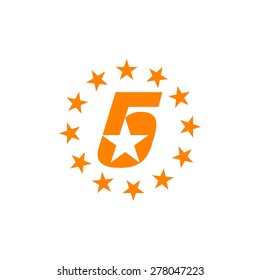 five star icon logo template