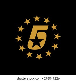 Five Star Icon Logo Template