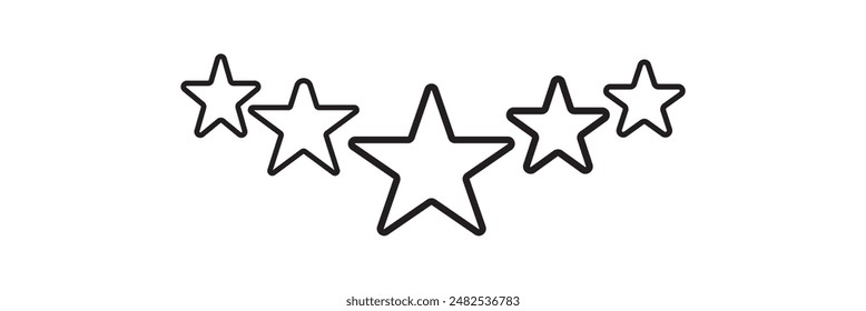 Icono de cinco estrellas sobre fondo blanco. Signo de 5 estrellas.