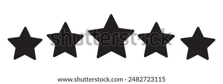 five star icon on white background. 5 star sign.Black stars full vector icon. Full icon from the collection of leaf glyphs, isolated on white background. Vector illustration can be used for web .