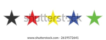 five star icon on white background. Five stars review rating vector illustration. Top quality rating symbol. Eps file 18.