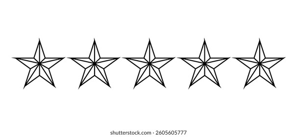 five star icon set on white background.