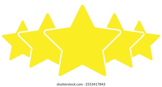 five star icon set. set of five star icon. Five stars customer product rating icon for for apps and web.