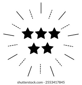 five star icon set. set of five star icon. Five stars customer product rating icon for for apps and web.