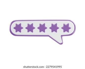 five star icon with speech bubble icon 3d rendering vector illustration