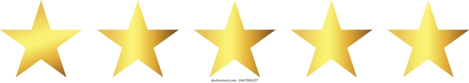 Five Star icon, Five stars rating icon, Five Star Golden Symbol, Customer Rating, Feedback