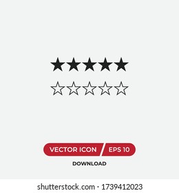 Five star icon vecor. Filled and outline rating stars sign