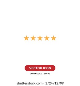 Five star icon vector. Rating sign