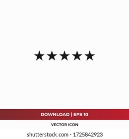 Five star icon vector. Rating sign