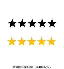 Five star icon vector.  Rating stars. 
