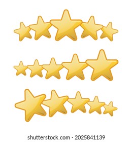 Conjuntos de iconos de cinco estrellas aislados en fondo blanco, ilustración vectorial
