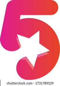 Five Star , Letter 5 Logo, 5 Logo. Double Star Logo