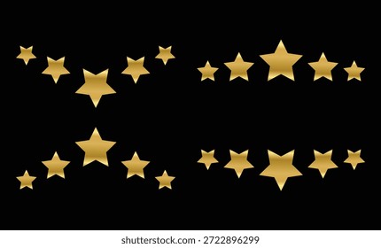 Lujo cinco estrellas. Símbolos de calidad mejor valorados. Diseño gráfico de la insignia de la estrella de oro. Prestigiosos iconos de premios. Signo de calificación de Premium

