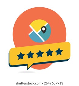 Five Star Map Location Rating Icon Yellow Gold Orange Teal Blue five stars star rating
