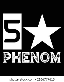 FIVE STAR PHENOM SHAPE GRAPHICS T-SHIRT DESIGN