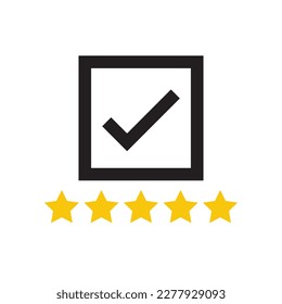 Fünf Sterne positive Bewertung Symbol Design Vektor. Symbol für die Zufriedenheit von Unternehmen