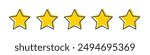 Five star Product rating or customer review with gold stars set. Graphic symbol flat design interface illustration elements for app ui ux web banner button vector isolated on white background