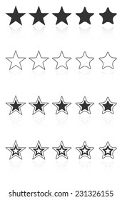 Five Star Quality Award Icons With Reflection