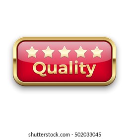 Five star quality golden badge, vector