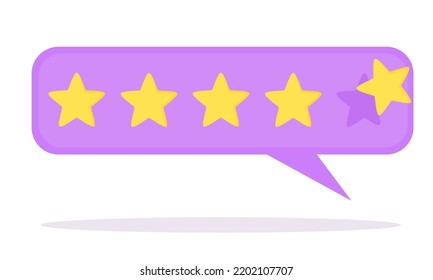 Five star quality rating badge. Flat style. Vector illustration.