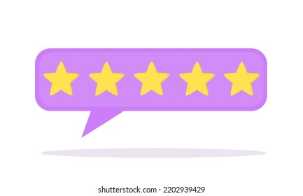 Five star quality rating badge. Flat style. Vector illustration.